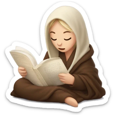 White Girl reading a book under a blanket with coffee in her hands sticker