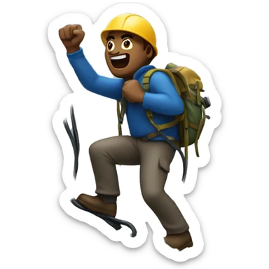 A bold man climbing a mountain in a storm with internet cables in his hand sticker