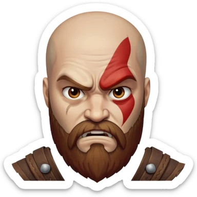 God of War Kratos (skin white, beard and eyebrow color brown) sticker