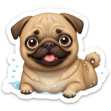 Pug  nadando sticker