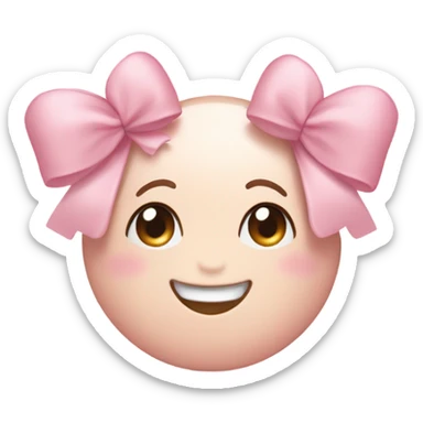little light pink bows smiley with heart blush sticker