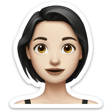 Brunette pale skin girl in black off the shoulder top sticker