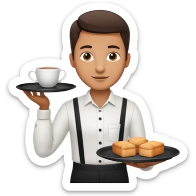 Cafe waiter man with tray sticker