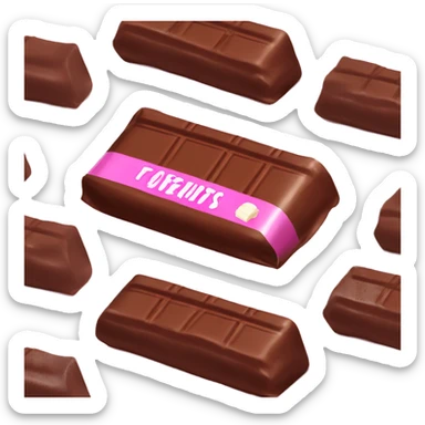 Chocolate bar with pink wrapper sticker