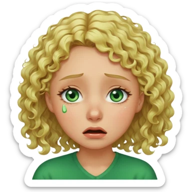 the girl is that criying she has green eyes and blond hair curly sticker