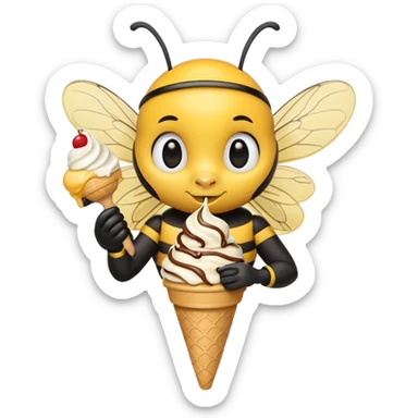 honeybee with ice cream in hand sticker