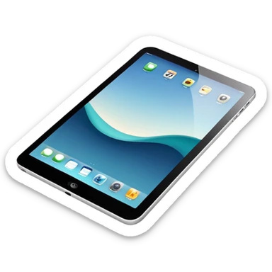 digital tablet illustration hovering above a smooth vector curve sticker