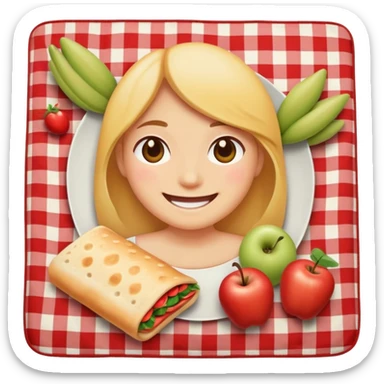 smiling face having a picnic with food on a blanket sticker