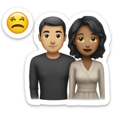 asian man and black woman couple  sticker