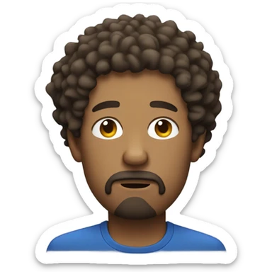 exhausted man with goatee and curly hair sticker