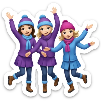 girls dancing in the snow sticker