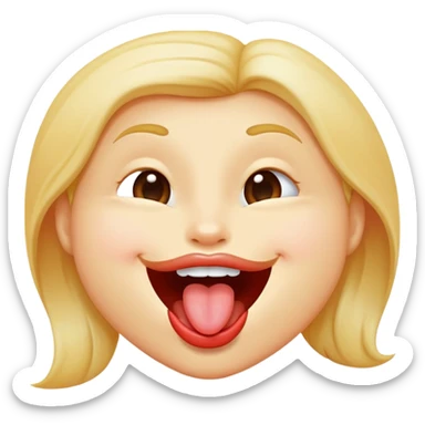 Una carita feliz lamiéndose el labio superior  sticker