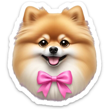 Pomeranian Spitz with a pink bow sticker