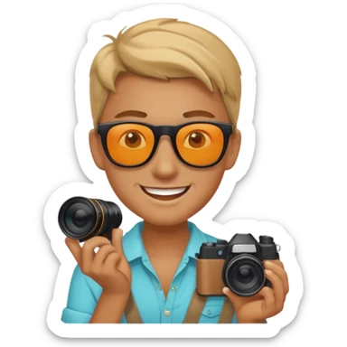 fotographer with summer clothes and sun glasses sticker