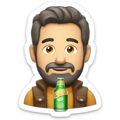Hombre calvo con botella de cerveza sticker