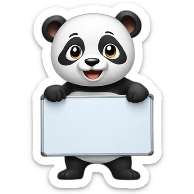 À happy panda holding a whiteboard sticker