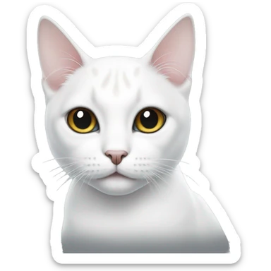white cat with big black spots around eyes sticker