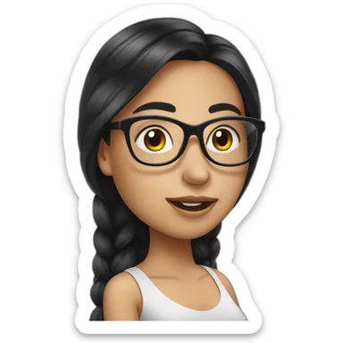 Beautiful Girl with long black hair and glasses sticker