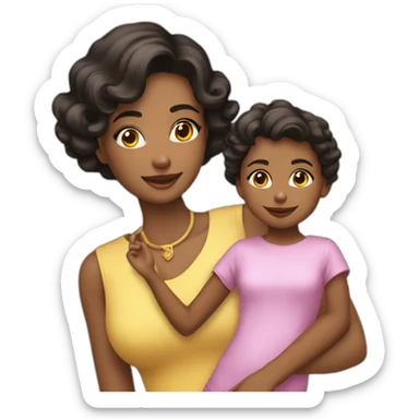 mulher morena com filha loira sticker