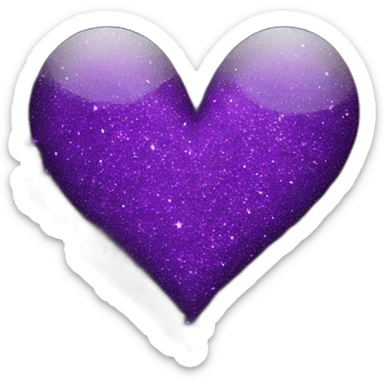 Black and purple glitter heart sticker