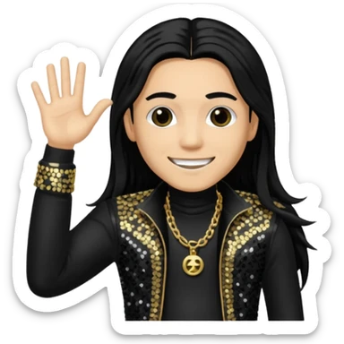 Taboo from Black Eyed Peas with long black hair, black sequin outfit  sticker