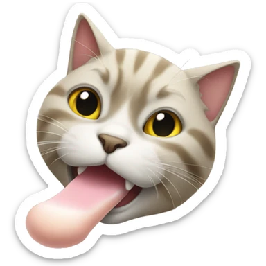Cat licking paw sticker