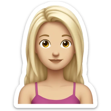 a white girl using her hand to move her hair behind her shoulder sticker