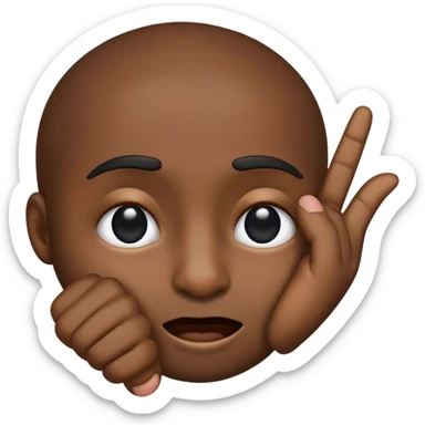 black Emoji emoticon pulling with his finger one lower eyelid further down sticker