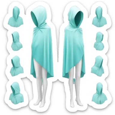 faceless mannequin flapping aquamarine gemstone white cape sticker