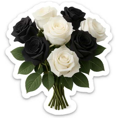 bouquet of white and black roses , remove background sticker