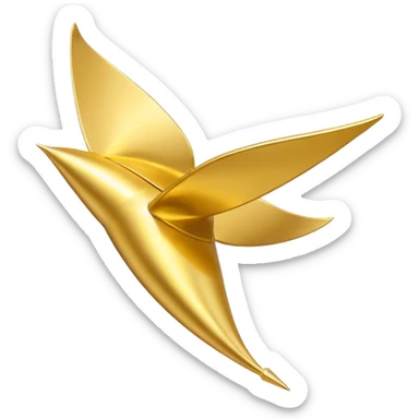 a single gold talaria, pointed down in mid air as if it is flying. minimalist. sticker