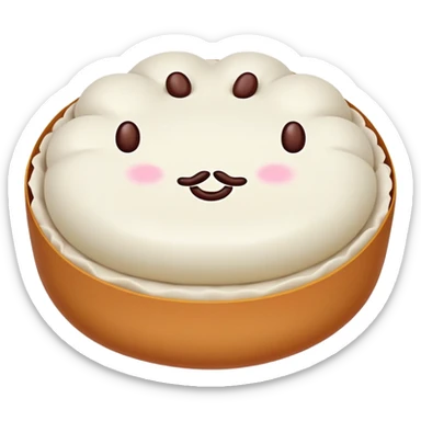 Red bean paste bun Dousha Bao with visible filling, simplified emoji style with bold outlines and bright colors, cartoon style sweet Chinese steamed bun sticker