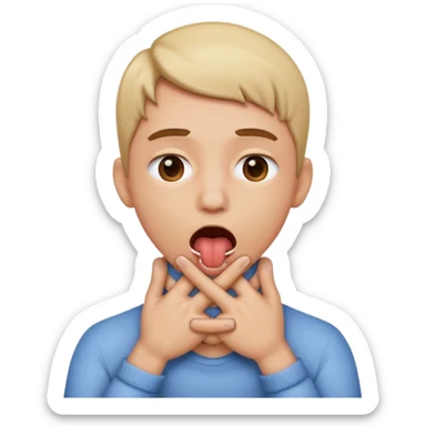 criss cross hands around throat choking self emoji tongue out sticker