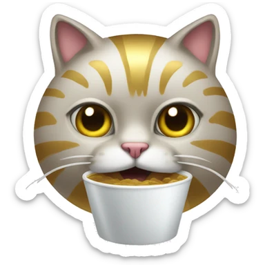 Cat with gold teeth and double cup sticker