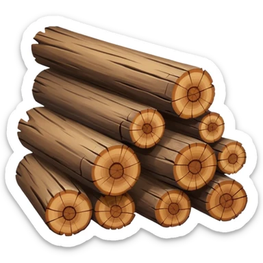 worn wood logs sticker