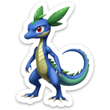 Shiny Aural Inteleon-Sceptile-Greninja-Fakémon-fusion (full body) sticker