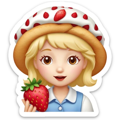 Strawberry shortcake cartoon character eating a strawberry  sticker