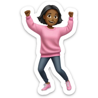 Girl in pink sweater dancing sticker