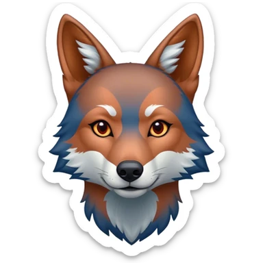 Blue cross with red wolf no ears for human sticker