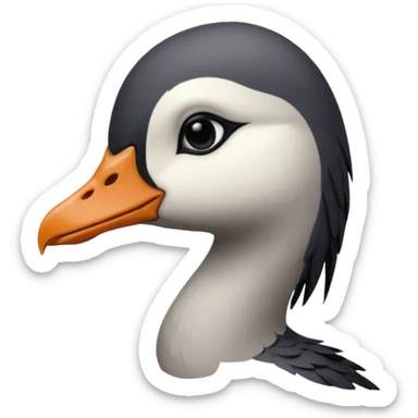 goose facing forward that is emo with swoop of bangs over one eye sticker