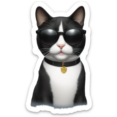 Tuxedo cat wearing sunglasses  sticker