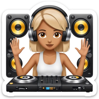 Girl vibing dj  sticker