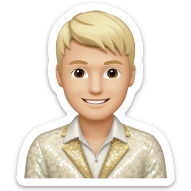 Nick Carter from Backstreet Boys with blonde hair, ivory sequin outfit sticker