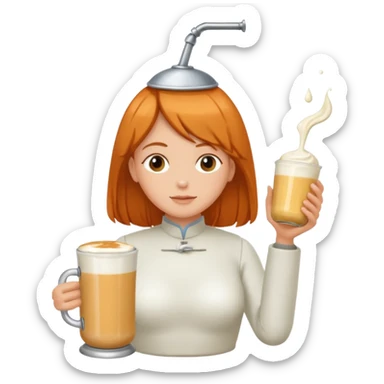 Un biberon avec du lait chaud et Jeanne d’arc en colère qui flotte dans le biberon  sticker