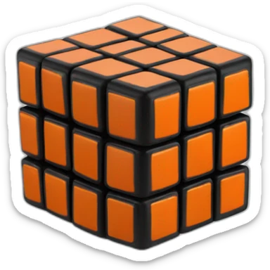 rubik cube black with orange details sticker
