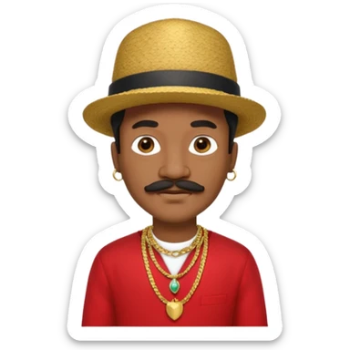 Black gypsie with mustache,hat, gold necklaces and red clothes  sticker