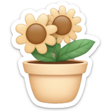 there is a pot in pastel brown colors and a flower in it sticker