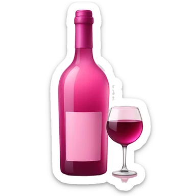 bottle fancy pink wine with a glass next to it sticker