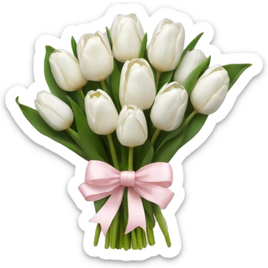 White tulips bouquet with light pink bow  sticker