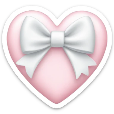 Pastel pink heart with white bow sticker